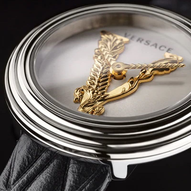  Shop Authentic Versace Virtus Quartz White Dial Black Leather Strap Watch For Women - VET300421 - Luxxuri