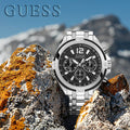  Shop Authentic Guess Surge Chronograph Black Dial Silver Steel Strap Watch for Men - W1258G1 - Luxxuri