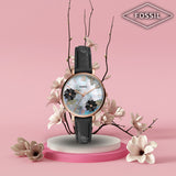  Shop Authentic Fossil Jacqueline Mother of Pearl Dial Black Leather Strap Watch for Women - ES4535 - Luxxuri