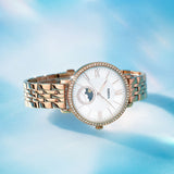  Shop Authentic Fossil Jacqueline Analog Moonphase Mother of Pearl White Dial Rose Gold Steel Strap Watch for Women - ES5165 - Luxxuri