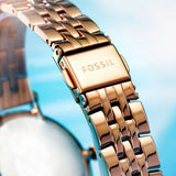  Shop Authentic Fossil Jacqueline Analog Moonphase Mother of Pearl White Dial Rose Gold Steel Strap Watch for Women - ES5165 - Luxxuri