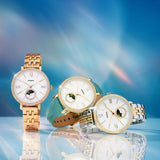  Shop Authentic Fossil Jacqueline Analog Moonphase Mother of Pearl White Dial Green Leather Strap Watch for Women - ES5168 - Luxxuri