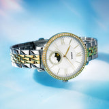  Shop Authentic Fossil Jacqueline Analog Moonphase Mother of Pearl White Dial Two Tone Steel Strap Watch for Women - ES5166 - Luxxuri