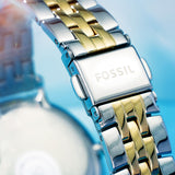  Shop Authentic Fossil Jacqueline Analog Moonphase Mother of Pearl White Dial Two Tone Steel Strap Watch for Women - ES5166 - Luxxuri