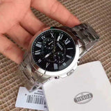  Shop Authentic Fossil Grant Chronograph Black Dial Silver Steel Strap Watch for Men - FS4736 - Luxxuri