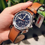  Shop Authentic Fossil Goodwin Chronograph Blue Dial Brown Leather Strap Watch for Men - FS5414 - Luxxuri