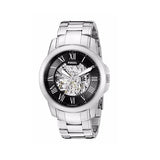  Shop Authentic Fossil Grant Automatic Skeleton Black Dial Silver Steel Strap Watch for Men - ME3103 - Luxxuri