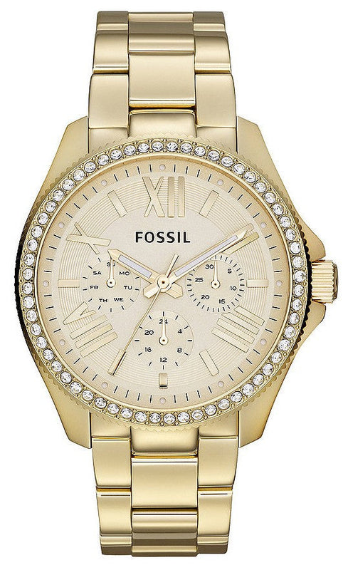  Shop Authentic Fossil Cecile Chronograph Gold Dial Gold Steel Strap Watch for Women - AM4482 - Luxxuri