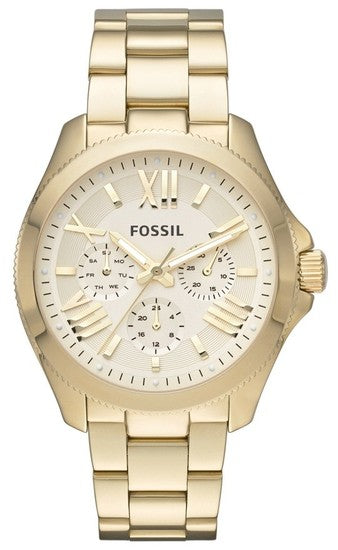  Shop Authentic Fossil Cecile Multifunction Champagne Dial Gold Steel Strap Watch for Women - AM4510 - Luxxuri