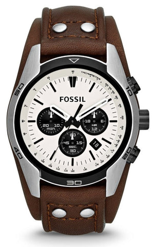  Shop Authentic Fossil Coachman Chronograph White Dial Brown Leather Strap Watch for Men - CH2890 - Luxxuri