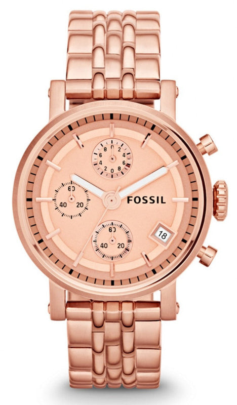  Shop Authentic Fossil Boyfriend Chronograph Rose Gold Dial Rose Gold Steel Strap Watch for Women - ES3380 - Luxxuri