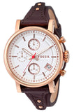  Shop Authentic Fossil Boyfriend White Dial Brown Leather Strap Watch for Women - ES3616 - Luxxuri
