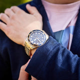  Shop Authentic Fossil FB-03 Chronograph Black Dial Gold Steel Strap Watch for Men - FS5727 - Luxxuri