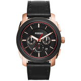 Shop Authentic Fossil Machine Chronograph Black Dial Black Leather Strap Watch for Men - FS5120 - Luxxuri