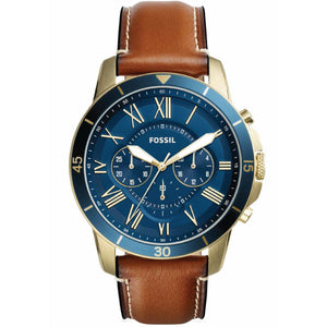  Shop Authentic Fossil Grant Sport Chronograph Blue Dial Brown Leather Strap Watch for Men - FS5268 - Luxxuri
