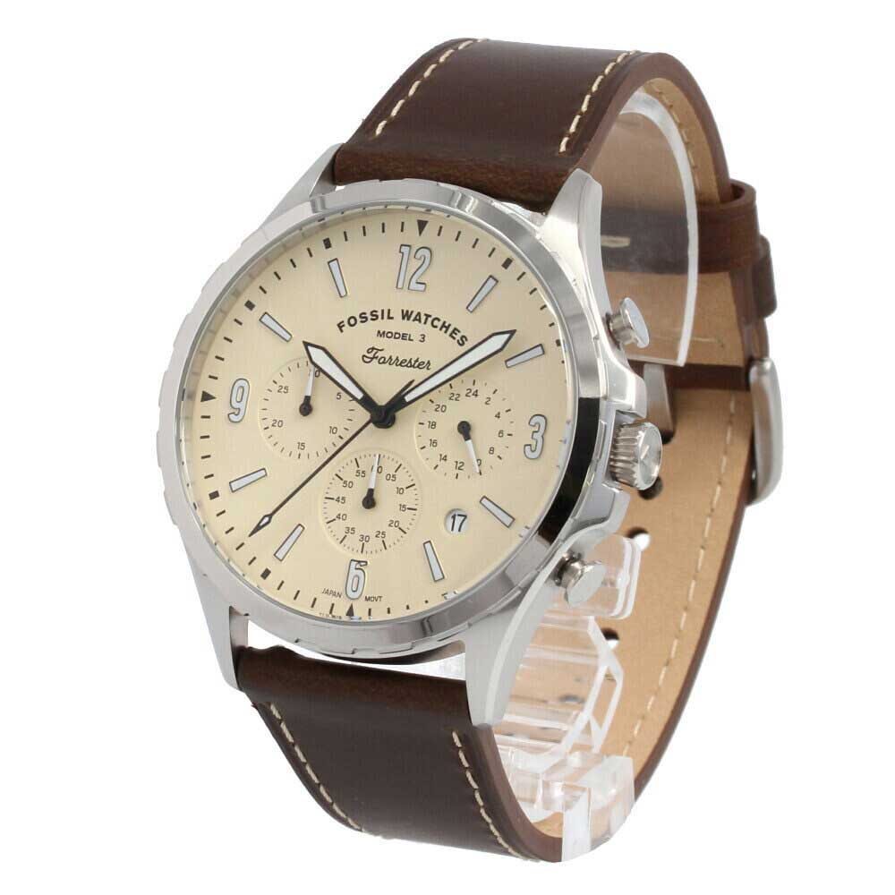  Shop Authentic Fossil Forrester Chronograph White Dial Brown Leather Strap Watch for Men - FS5696 - Luxxuri