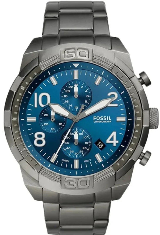  Shop Authentic Fossil Bronson Chronograph Blue Dial Grey Steel Strap Watch for Men - FS5711 - Luxxuri