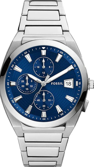  Shop Authentic Fossil Everett Chronograph Blue Dial Silver Steel Strap Watch for Men - FS5795 - Luxxuri