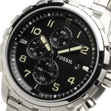  Shop Authentic Fossil Dean Chronograph Black Dial Silver Steel Strap Watch for Men - FS4542 - Luxxuri