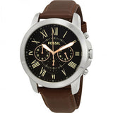  Shop Authentic Fossil Grant Chronograph Black Dial Brown Leather Strap Watch for Men - FS4813 - Luxxuri