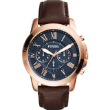  Shop Authentic Fossil Grant Chronograph Blue Dial Brown Leather Strap Watch for Men - FS5068 - Luxxuri