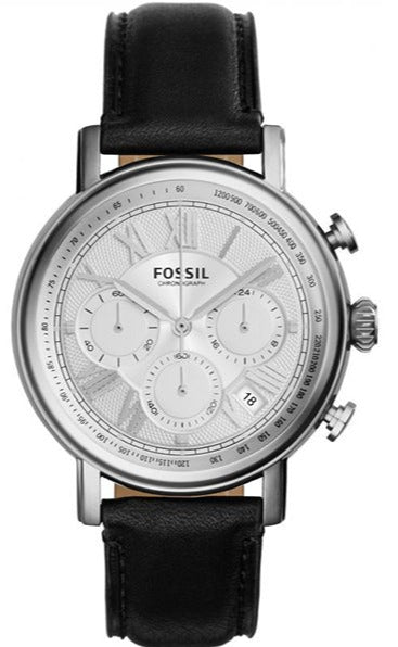  Shop Authentic Fossil Buchanan Chronograph Silver Dial Black Leather Strap Watch for Men - FS5102 - Luxxuri