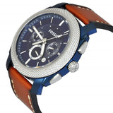  Shop Authentic Fossil Machine Chronograph Blue Dial Brown Leather Strap Watch for Men - FS5232 - Luxxuri