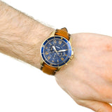  Shop Authentic Fossil Grant Sport Chronograph Blue Dial Brown Leather Strap Watch for Men - FS5268 - Luxxuri