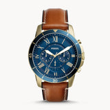  Shop Authentic Fossil Grant Sport Chronograph Blue Dial Brown Leather Strap Watch for Men - FS5268 - Luxxuri