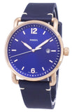  Shop Authentic Fossil The Commuter Blue Dial Blue Leather Strap Watch for Men - FS5274 - Luxxuri