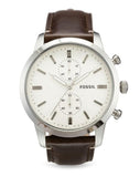  Shop Authentic Fossil Townsman Chronograph White Dial Brown Leather Strap Watch for Men - FS5350 - Luxxuri