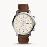  Shop Authentic Fossil Townsman Chronograph White Dial Brown Leather Strap Watch for Men - FS5350 - Luxxuri
