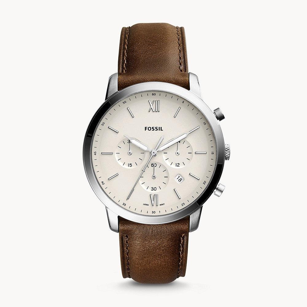  Shop Authentic Fossil Neutra Chronograph White Dial Brown Leather Strap Watch for Men - FS5380 - Luxxuri