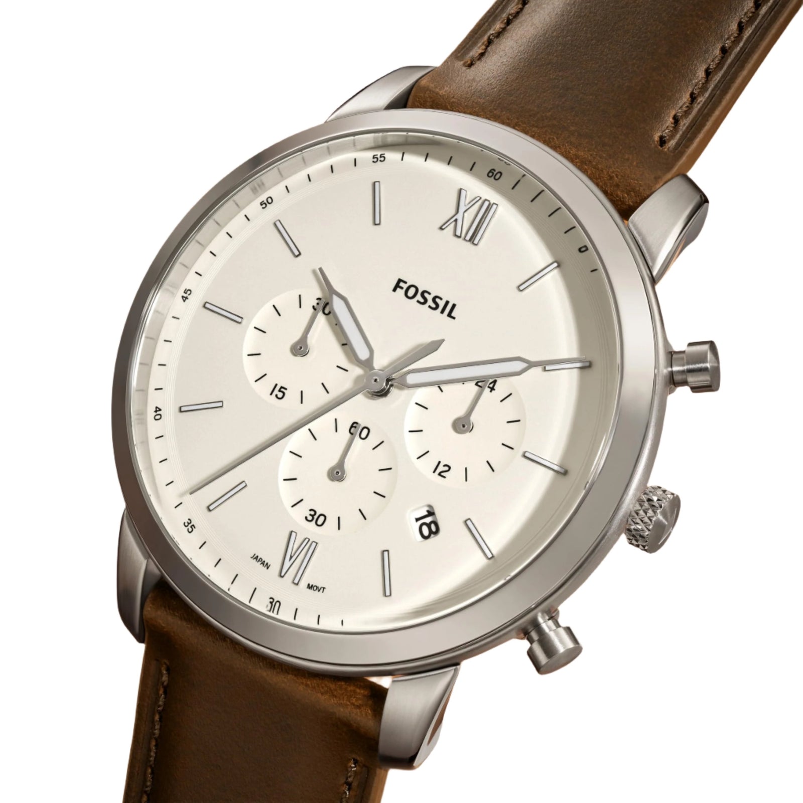  Shop Authentic Fossil Neutra Chronograph White Dial Brown Leather Strap Watch for Men - FS5380 - Luxxuri