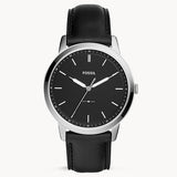  Shop Authentic Fossil The Minimalist Three Hand Black Dial Black Leather Strap Watch for Men - FS5398 - Luxxuri