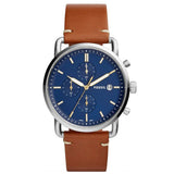  Shop Authentic Fossil The Commuter Blue Dial Brown Leather Strap Watch for Men - FS5401 - Luxxuri