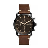 Shop Authentic Fossil Commuter Chronograph Black Dial Brown Leather Strap Watch for Men - FS5403 - Luxxuri