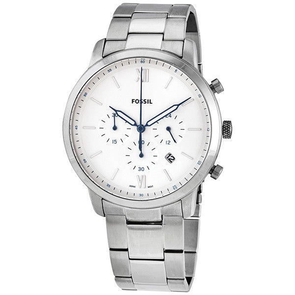  Shop Authentic Fossil Neutra Chronograph White Dial Silver Steel Strap Watch for Men - FS5433 - Luxxuri