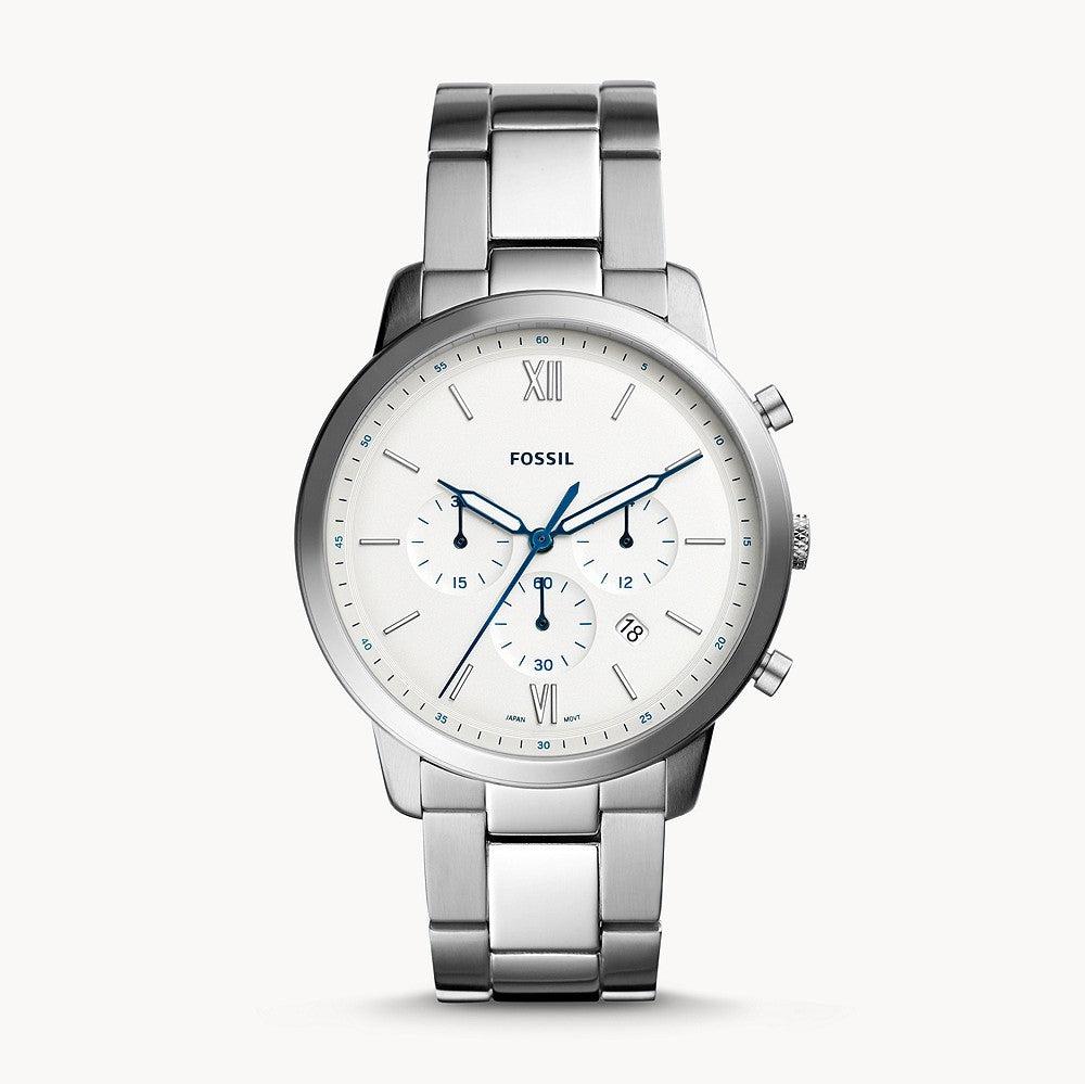 Shop Authentic Fossil Neutra Chronograph White Dial Silver Steel Strap Watch for Men - FS5433 - Luxxuri