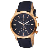  Shop Authentic Fossil Townsman Chronograph Blue Dial Blue Leather Strap Watch for Men - FS5436 - Luxxuri