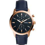  Shop Authentic Fossil Townsman Chronograph Blue Dial Blue Leather Strap Watch for Men - FS5436 - Luxxuri