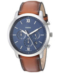  Shop Authentic Fossil Neutra Chronograph Blue Dial Brown Leather Strap Watch for Men - FS5453 - Luxxuri