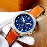 Shop Authentic Fossil Bowman Chronograph Blue Dial Brown Leather Strap Watch for Men - FS5602 - Luxxuri