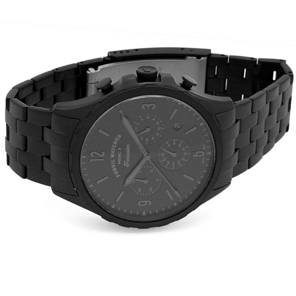  Shop Authentic Fossil Forrester Chronograph Black Dial Black Steel Strap Watch for Men - FS5697 - Luxxuri