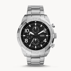  Shop Authentic Fossil Bronson Chronograph Black Dial Silver Steel Strap Watch for Men - FS5710 - Luxxuri