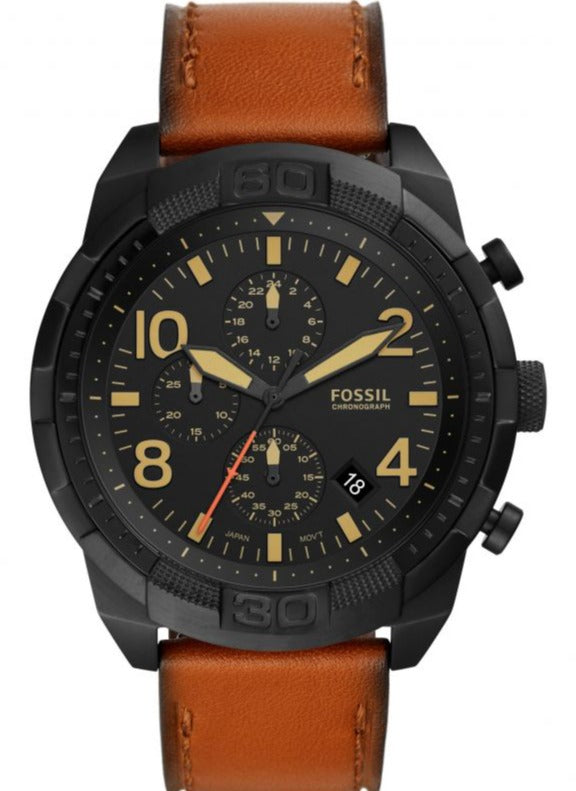  Shop Authentic Fossil Bronson Black Dial Brown Leather Strap Watch for Men - FS5714 - Luxxuri