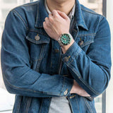  Shop Authentic Fossil FB-03 Chronograph Green Dial Silver Steel Strap Watch for Men - FS5726 - Luxxuri