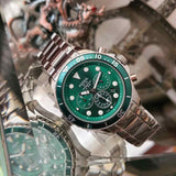  Shop Authentic Fossil FB-03 Chronograph Green Dial Silver Steel Strap Watch for Men - FS5726 - Luxxuri