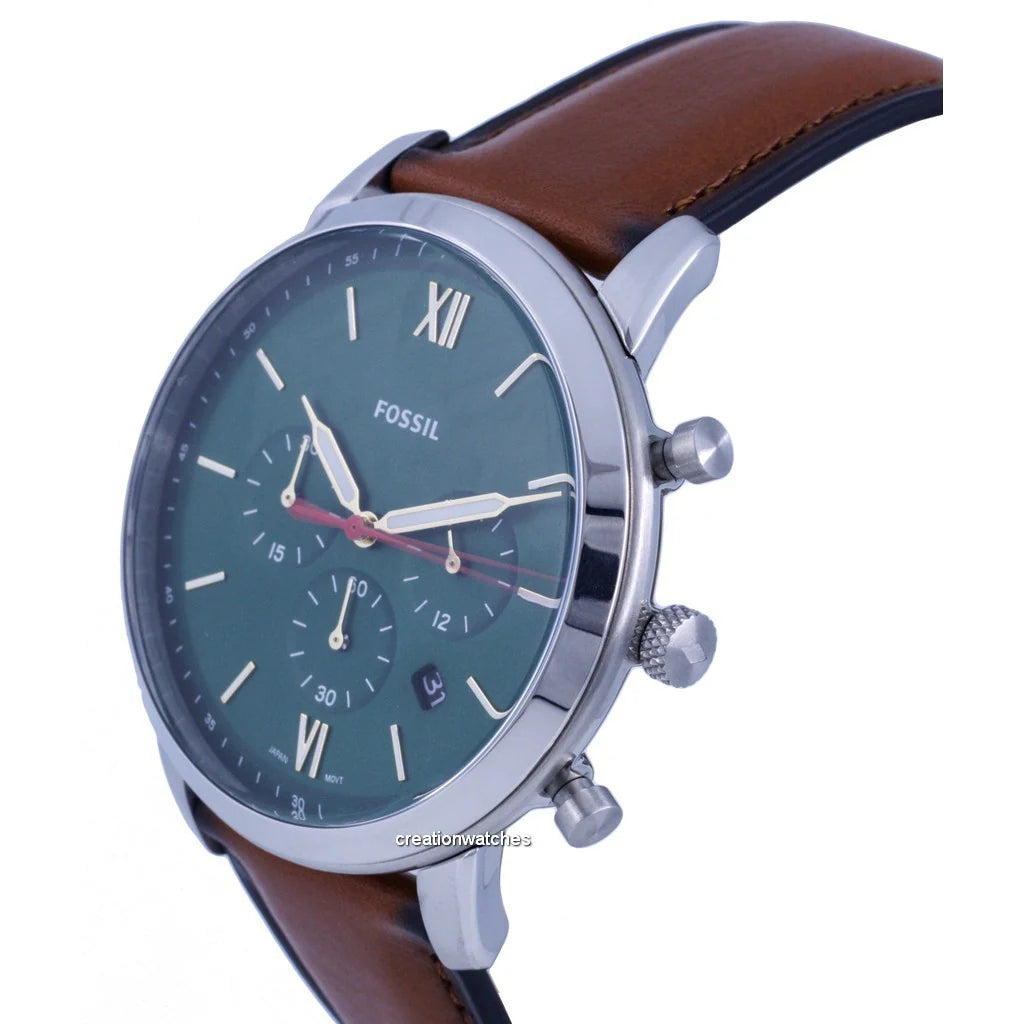  Shop Authentic Fossil Neutra Chronograph Green Dial Brown Leather Strap Watch for Men - FS5735 - Luxxuri
