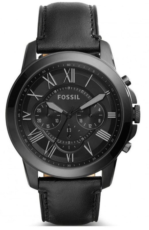  Shop Authentic Fossil Grant Chronograph Black Dial Black Leather Strap Watch for Men - FS5132 - Luxxuri